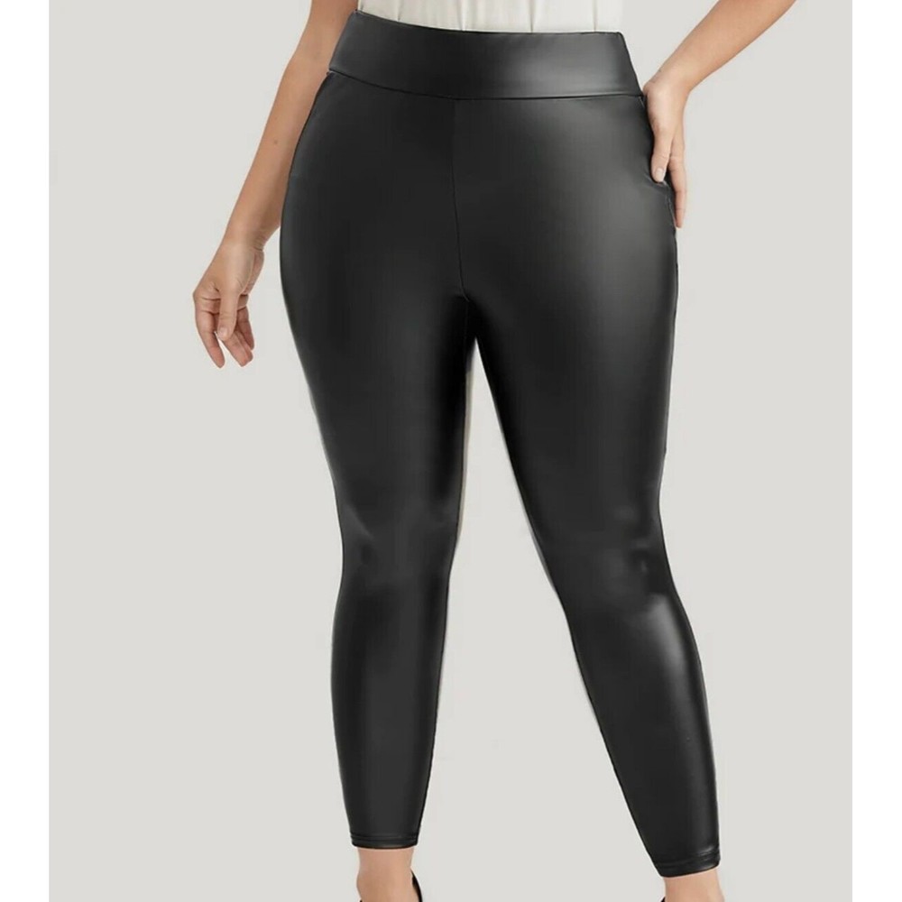 BloomChic Legging Pants Plus Size 26 Black Faux Leather High Rise Ankle